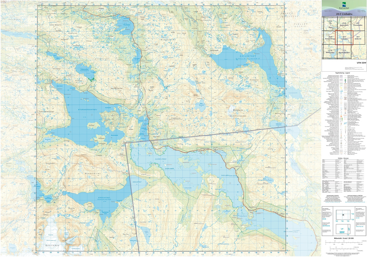 Kartverket N50 kartblad 28-E Umbukta