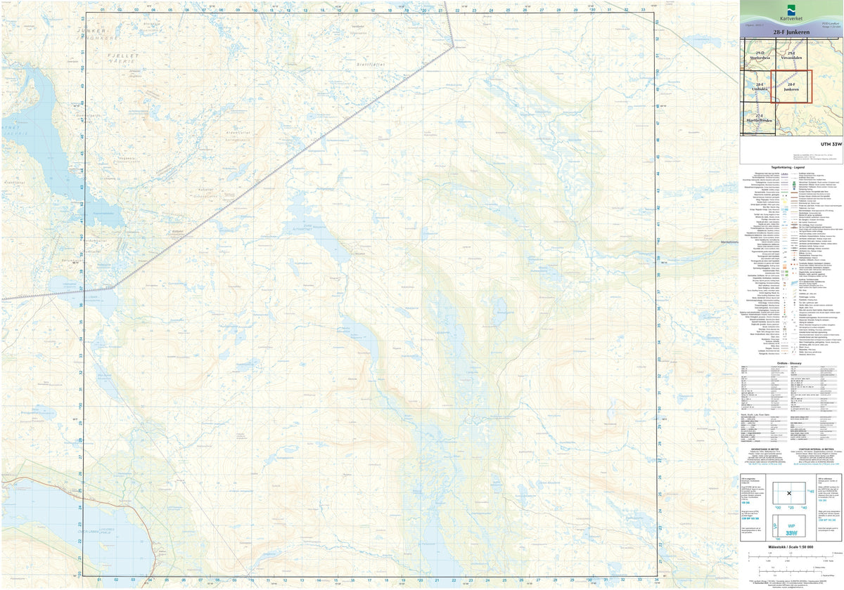 Kartverket N50 kartblad 28-F Junkeren