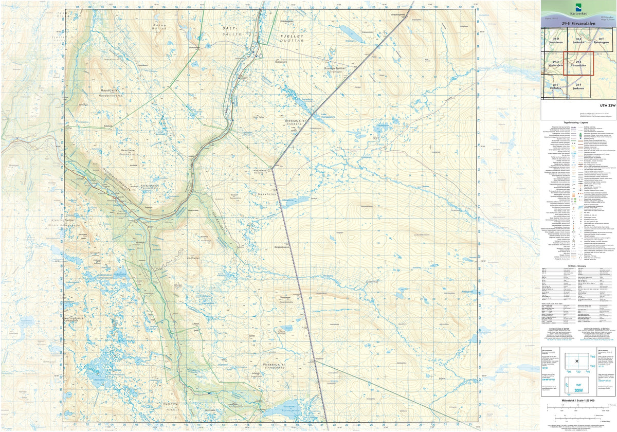Kartverket N50 kartblad 29-E Virvassdalen
