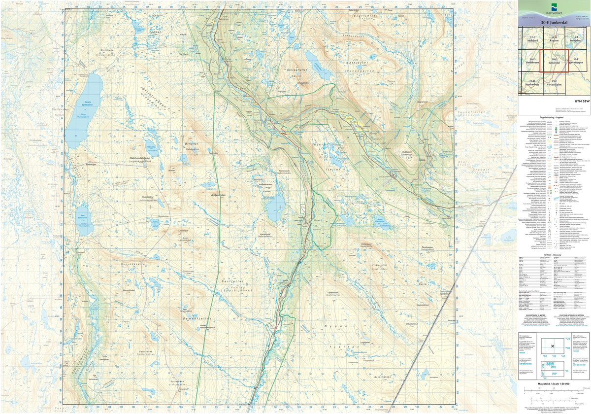 Kartverket N50 kartblad 30-E Junkerdal