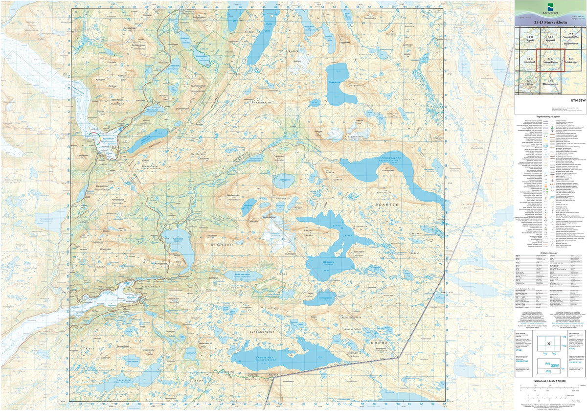 Kartverket N50 kartblad 33-D Mørsvikbotn