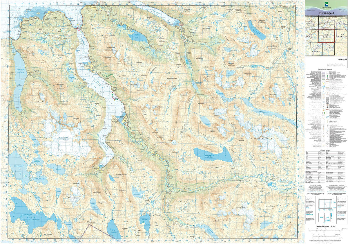 Kartverket N50 kartblad 35-E Beisfjord