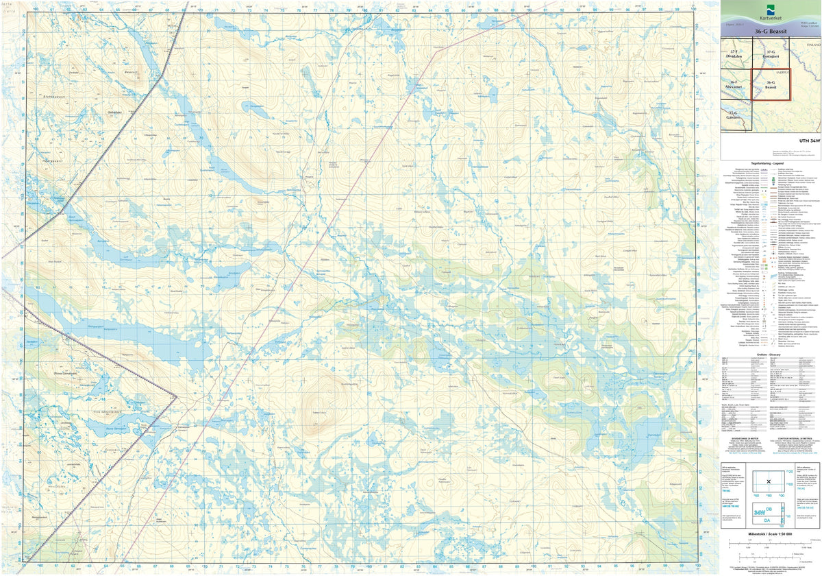 Kartverket N50 kartblad 36-G Beassit
