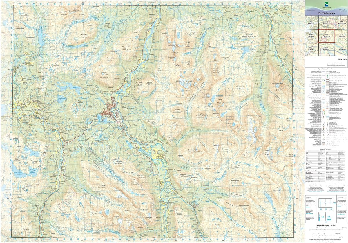 Kartverket N50 kartblad 37-E Setermoen