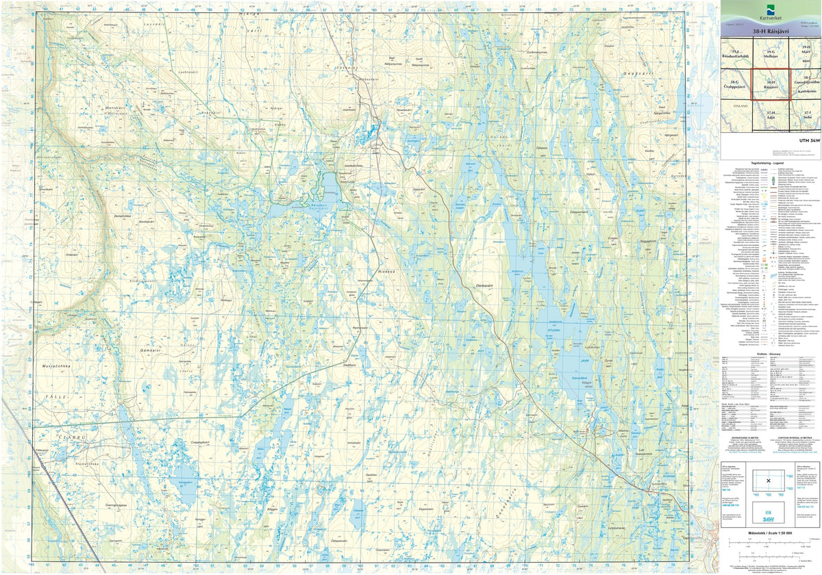 Kartverket N50 kartblad 38-H Ráisjávri