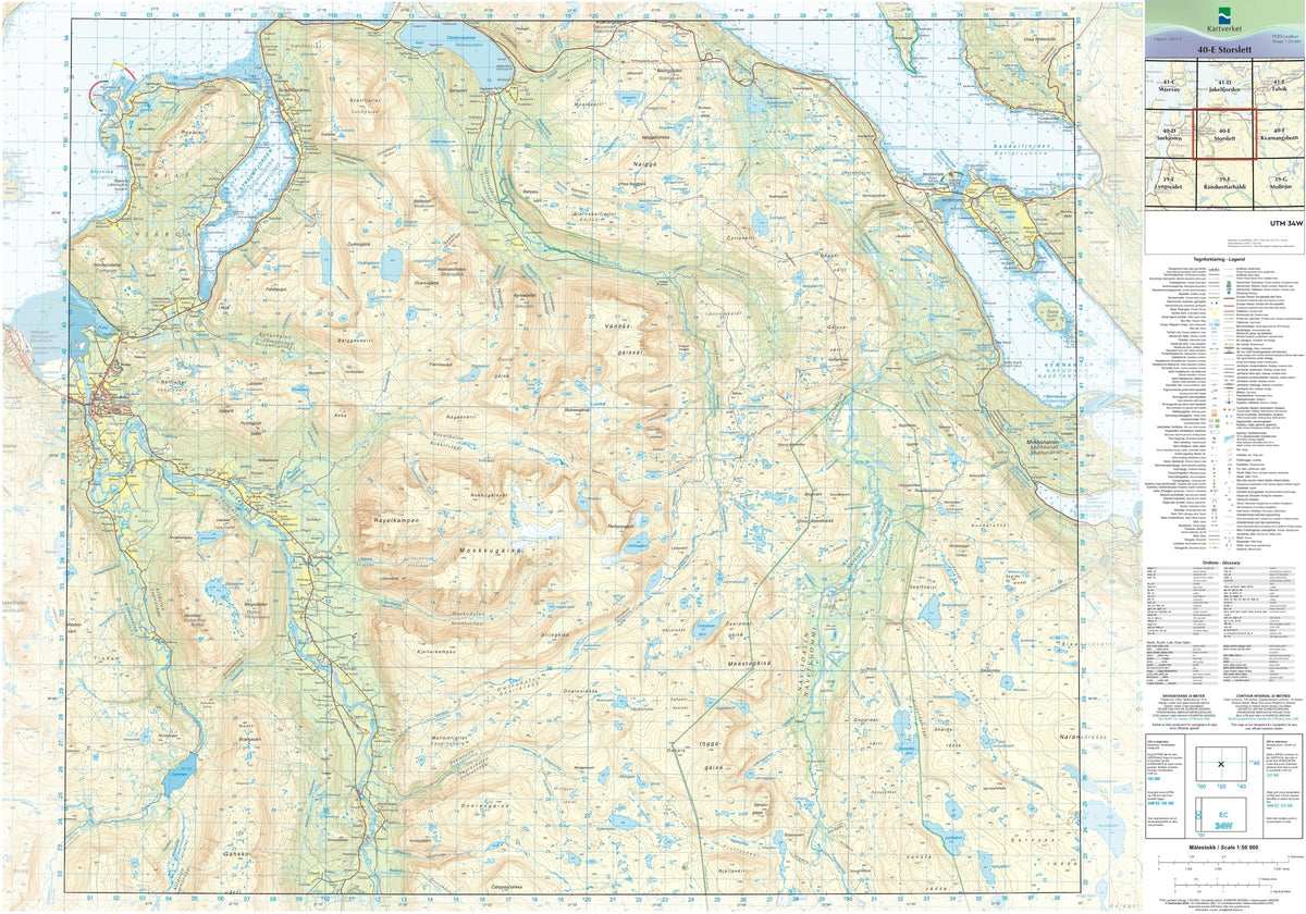 Kartverket N50 kartblad 40-E Storslett