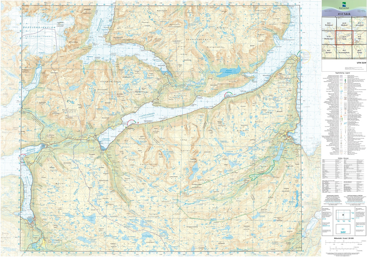 Kartverket N50 kartblad 41-E Talvik
