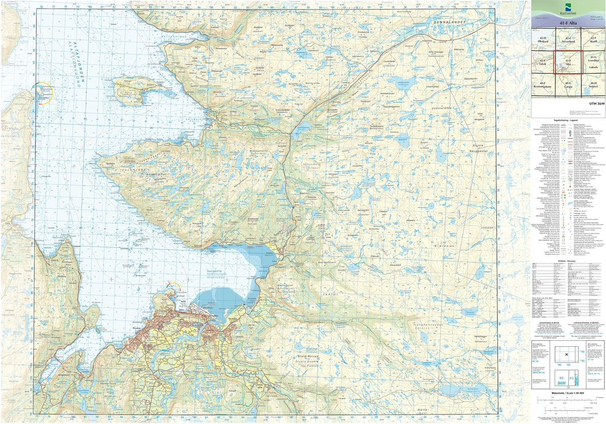 Kartverket N50 kartblad 41-F Alta