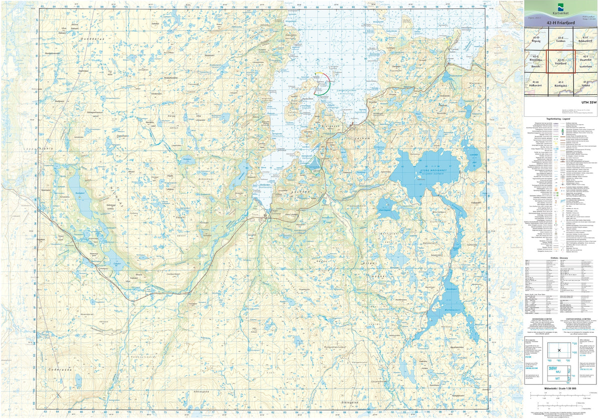 Kartverket N50 kartblad 42-H Friarfjord