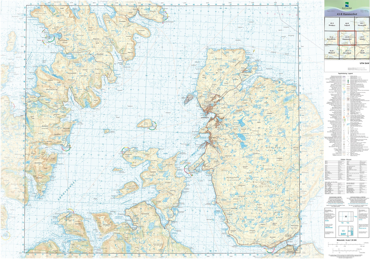 Kartverket N50 kartblad 43-B Hammerfest