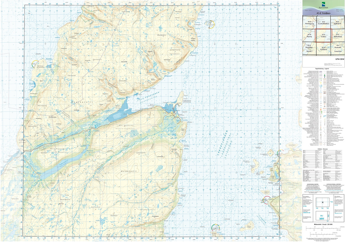 Kartverket N50 kartblad 43-E Veidnes