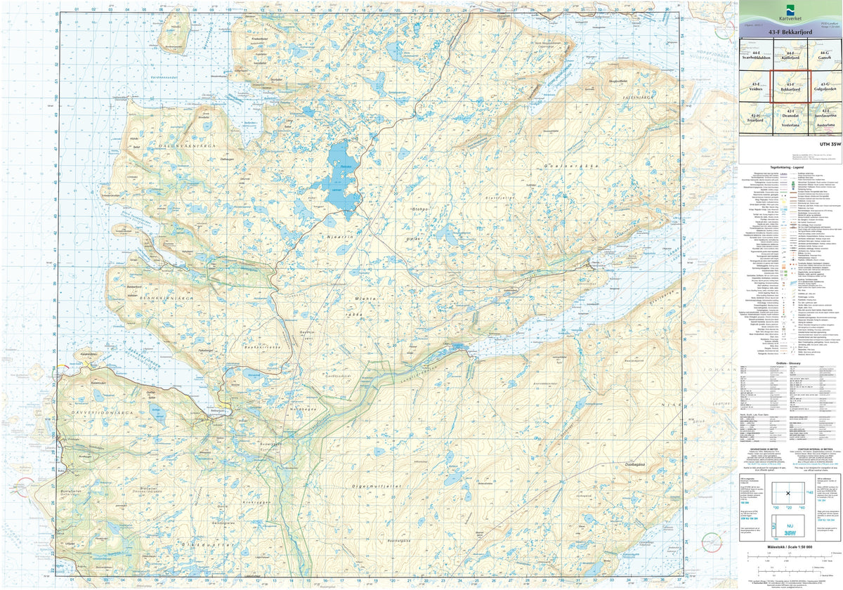 Kartverket N50 kartblad 43-F Bekkarfjord