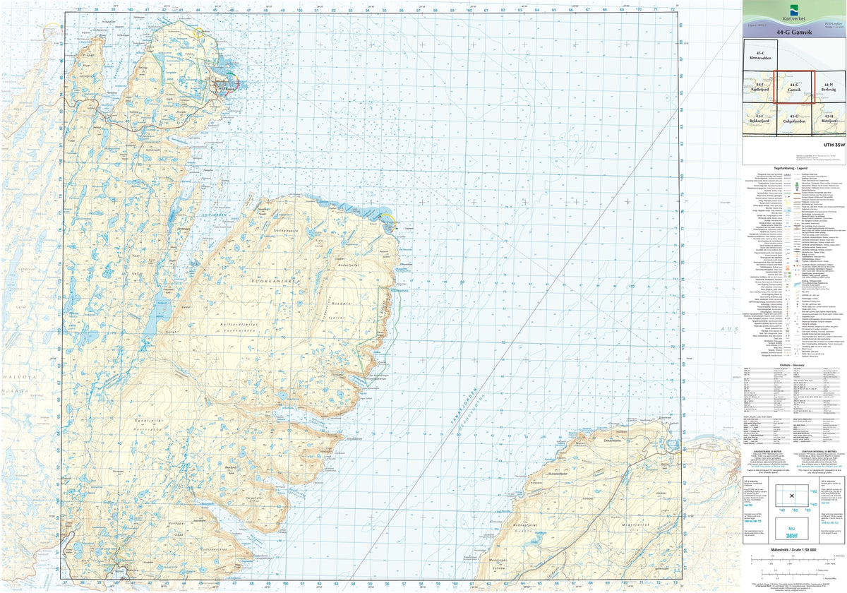 Kartverket N50 kartblad 44-G Gamvik