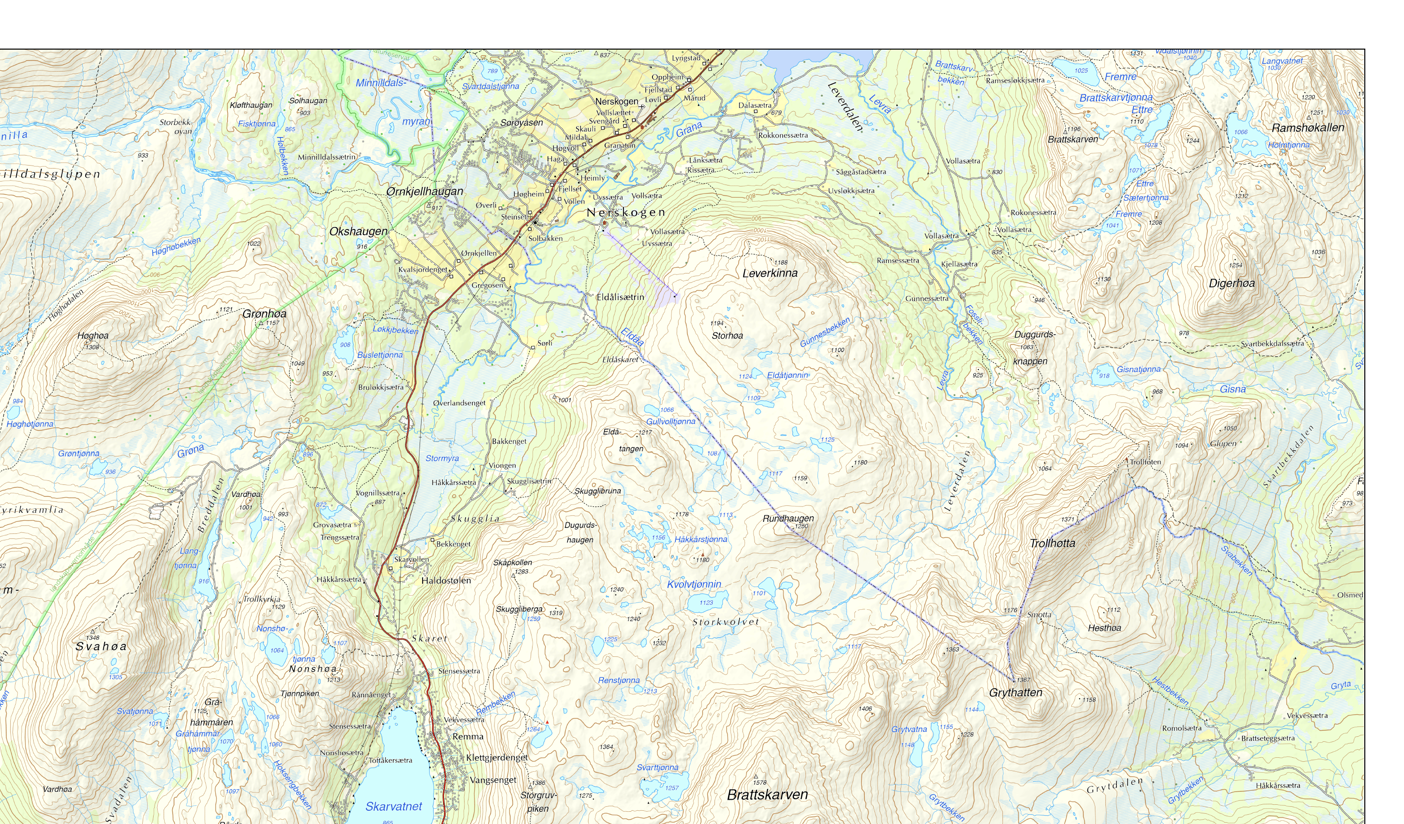 Oppdal nordøst utsnitt