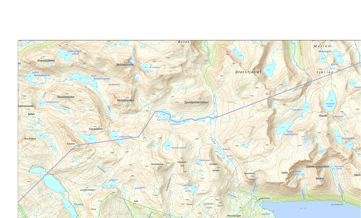 Oppdal nordvest utsnitt