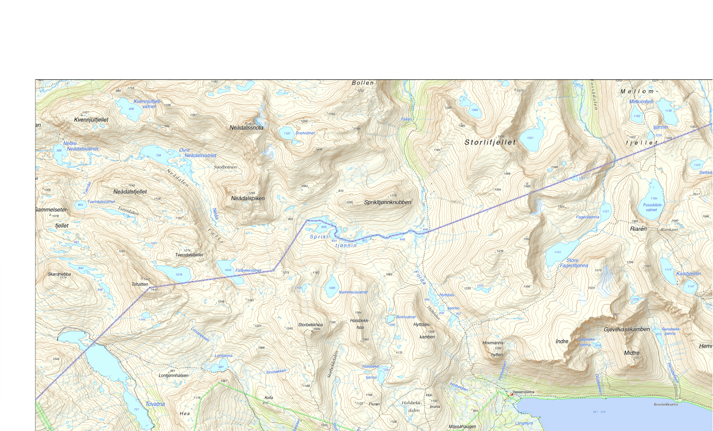 Oppdal nordvest utsnitt