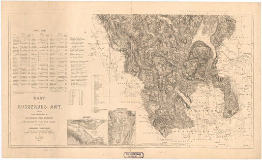 Kart over Buskerud Amt (sør): Buskerud