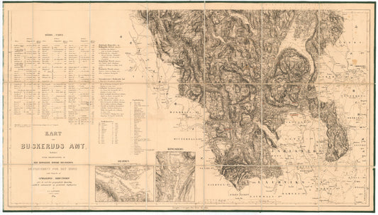 Kart over Buskerud Amt (sør): Buskerud