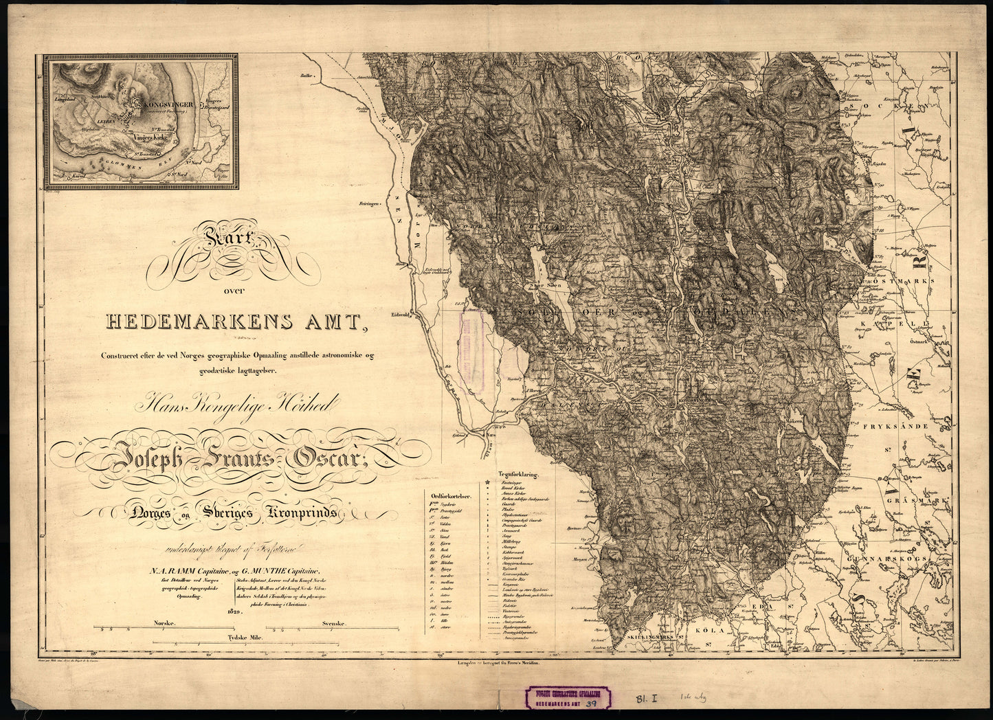 Kart over Hedemarkens Amt (sør): Hedmark