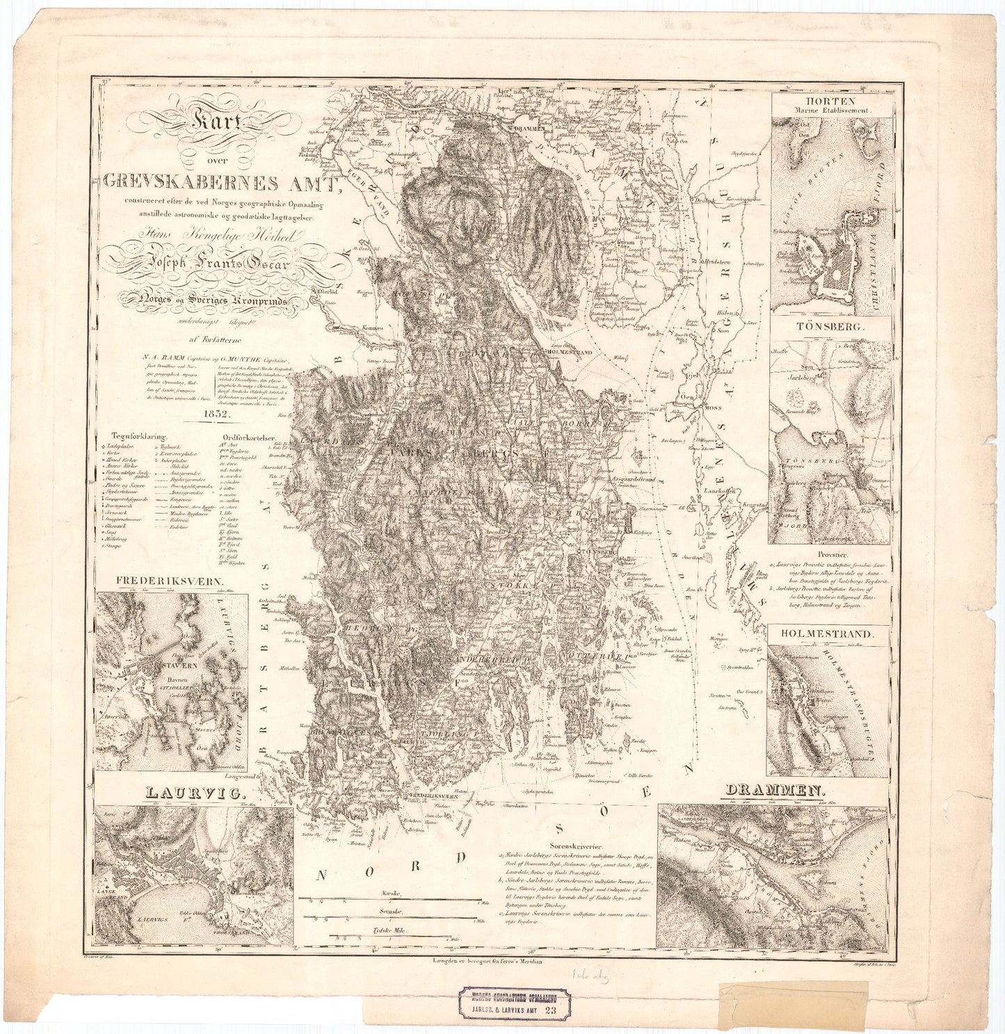 Kart over Grevskabernes Amt: Vestfold