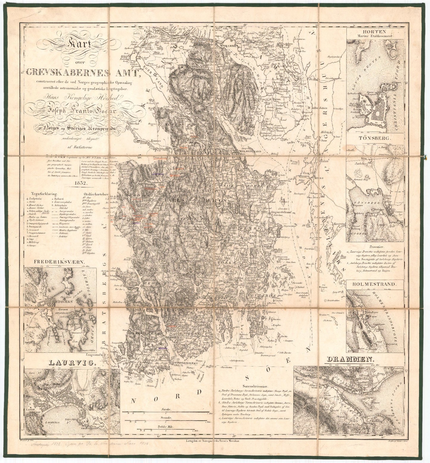 Kart over Grevskabernes Amt: Vestfold