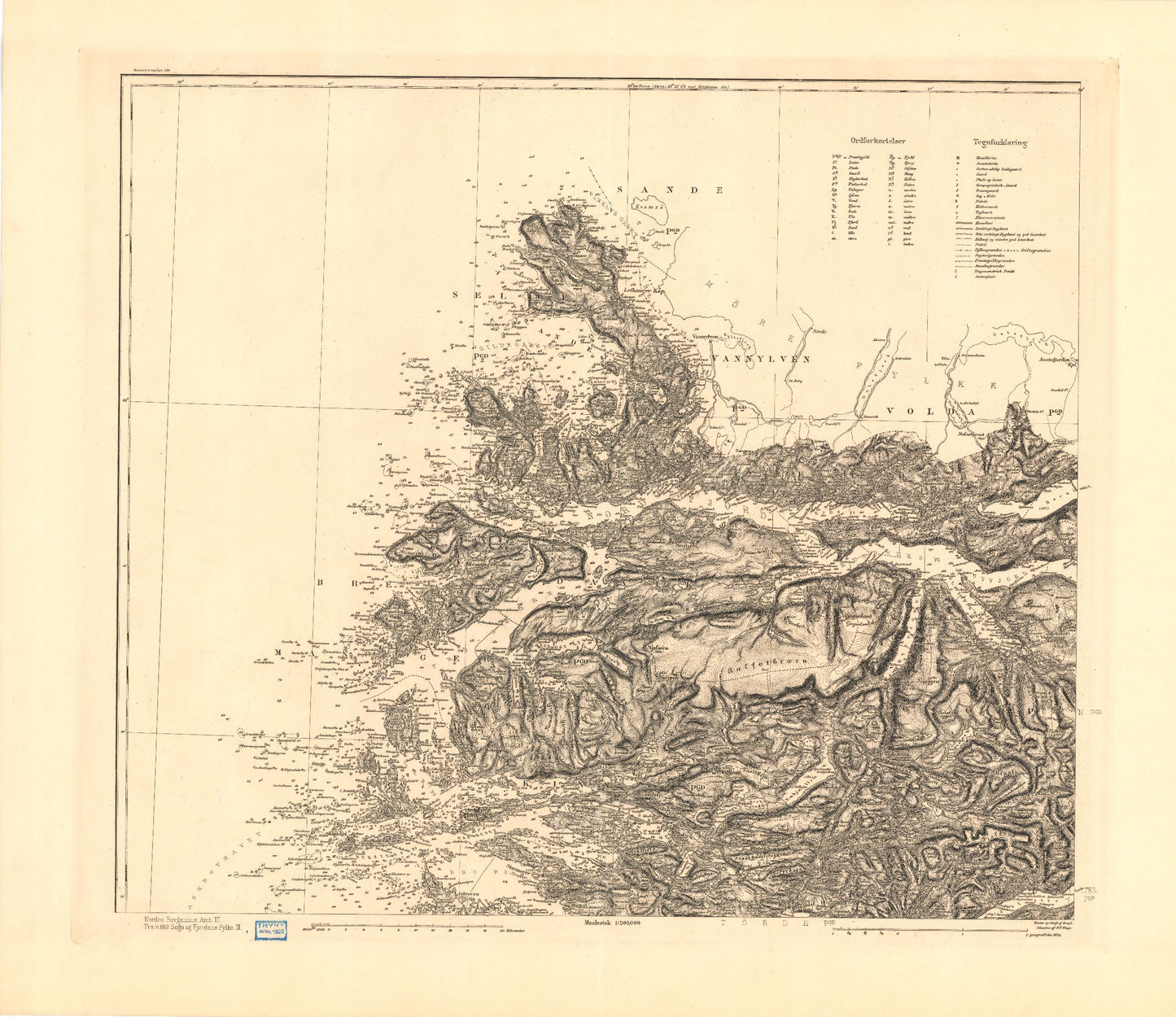 Kart over Nordre Bergenhus Amt (nv): Sogn og Fjordane