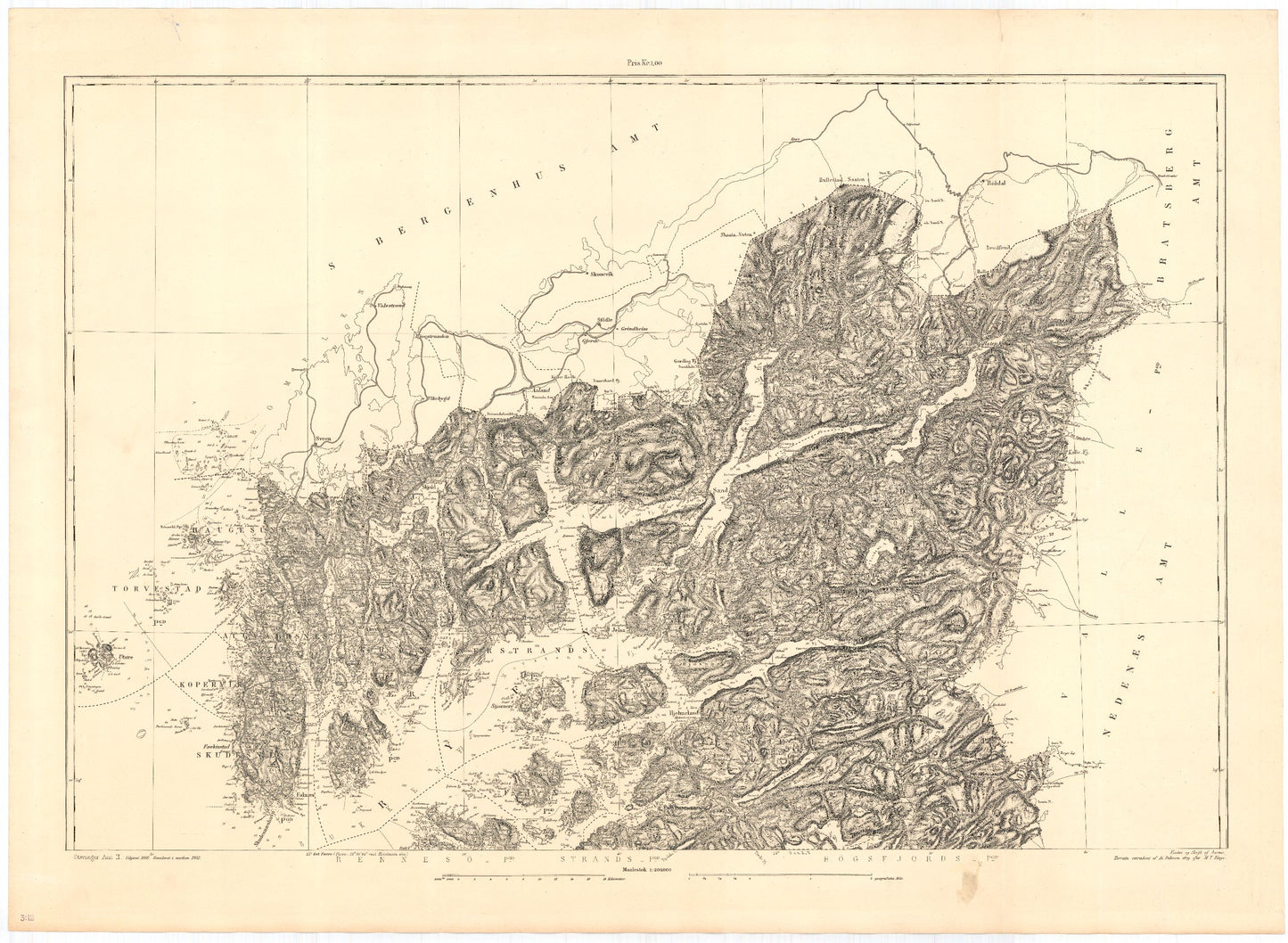 Kart over Stavanger Amt (nordre): Rogaland