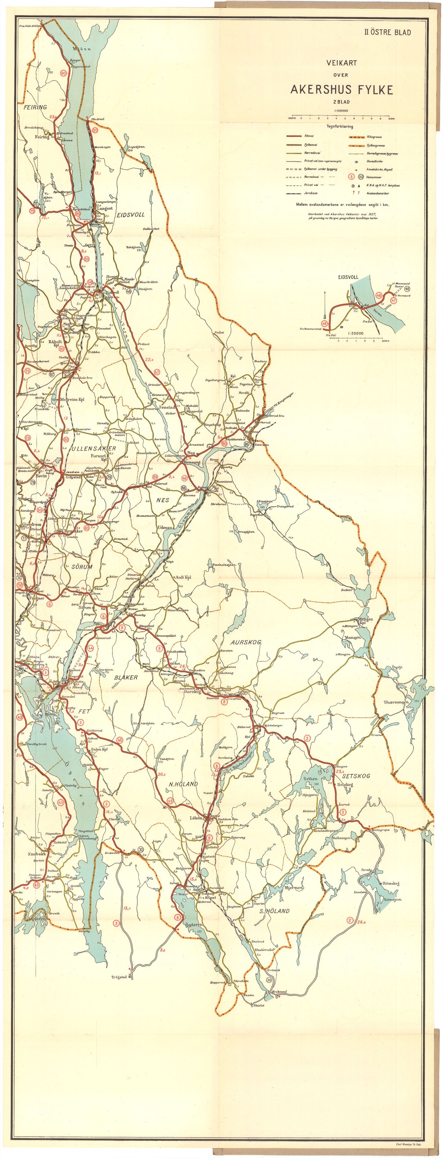 Akershus amt nr 100: Veikart over Akershus: Akershus