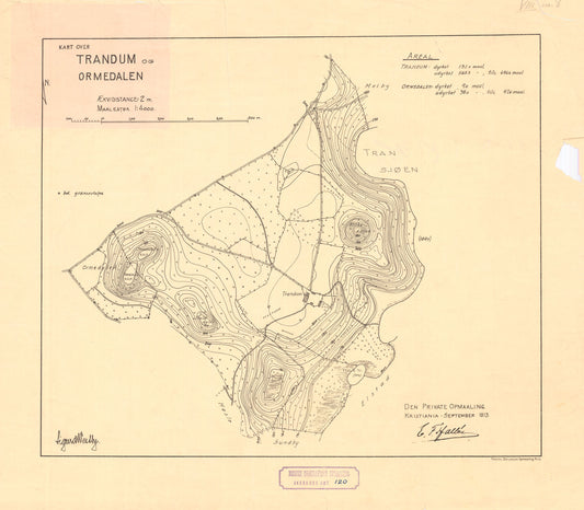 Akershus amt nr 120: Kart over Trandum og Ormedalen 1:4000 ekv.d. 2m: Akershus