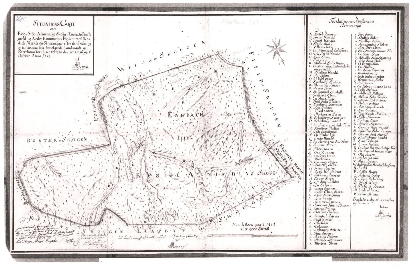 Akershus amt nr 139: Situastions Carte over Røe-Siøe: Akershus