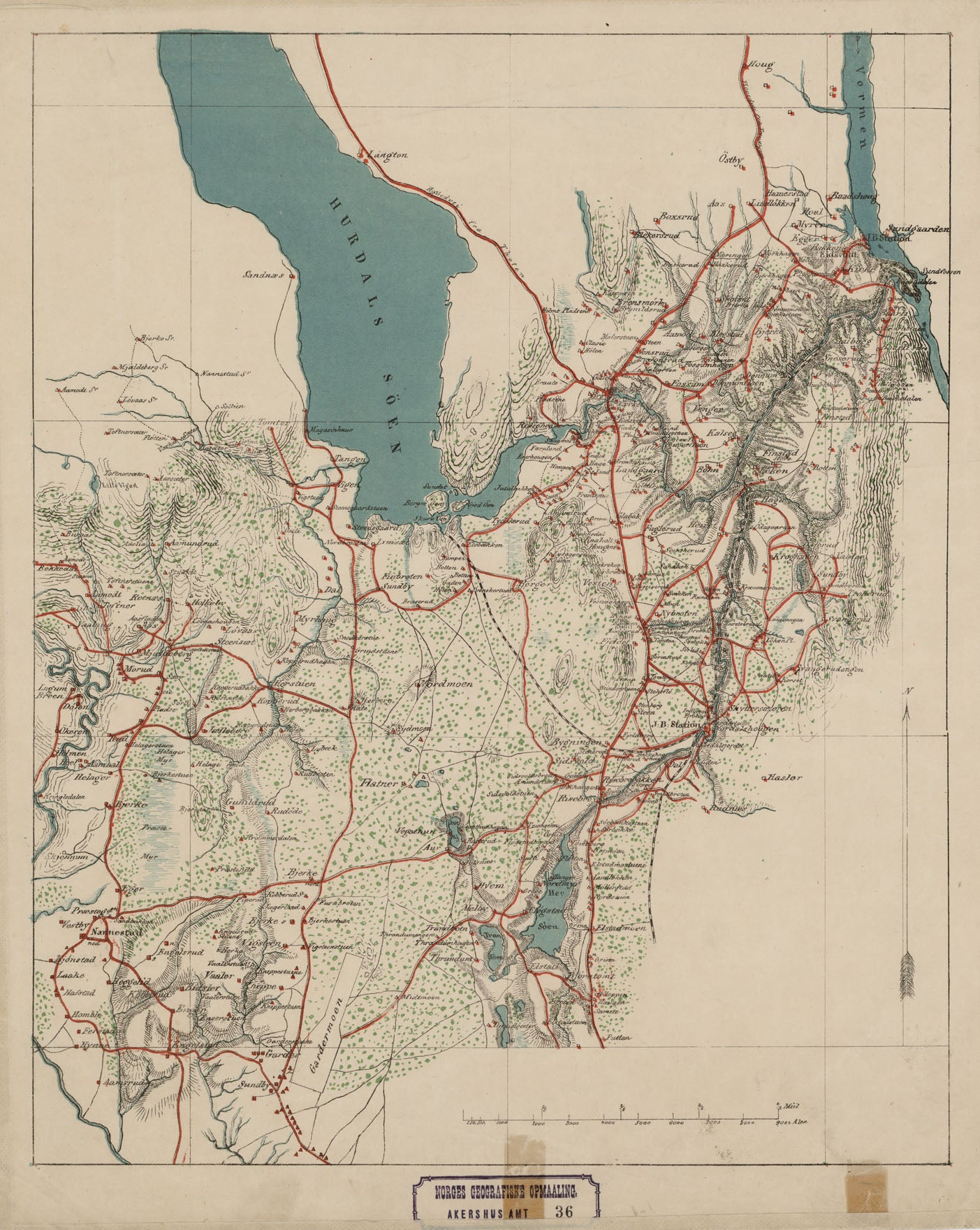 Akershus amt nr 36: Gardermoen; Hurdalssøen og Eidsvoldbakken: Akershus