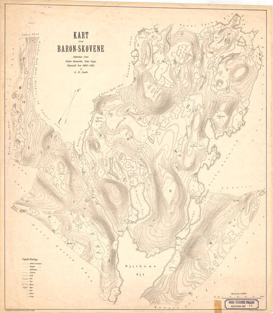 Akershus amt nr 54: Kart over Baron Skovene; Nedre Romerike; Næs Sogn: Akershus