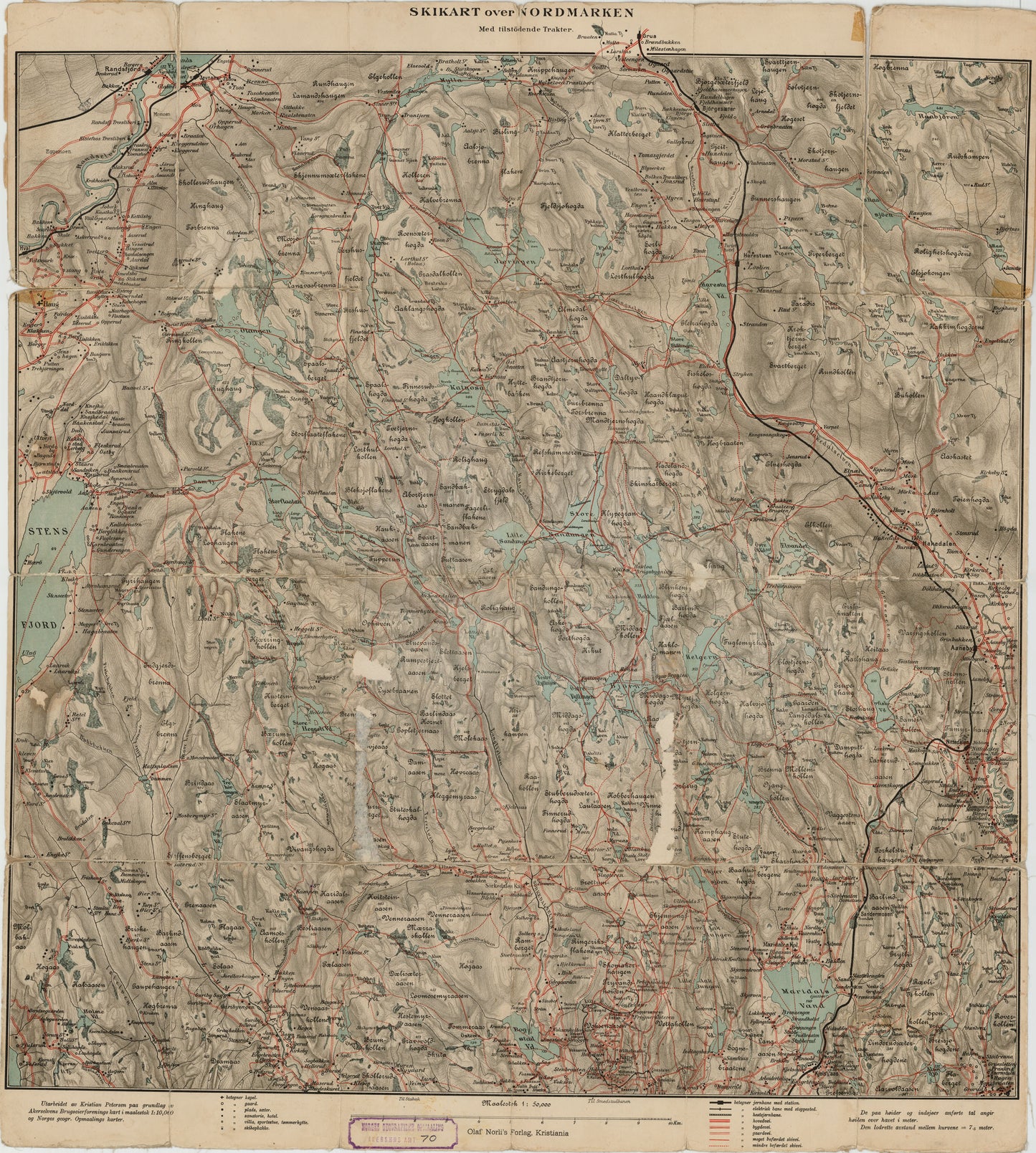 Akershus amt nr 70: Skikart over Nordmarken med tilstødende trakter: Akershus