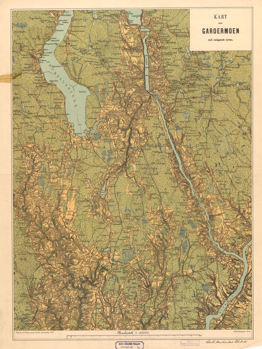 Akershus amt nr 72: Kart over Gardermoen med omliggende Terræng: Akershus