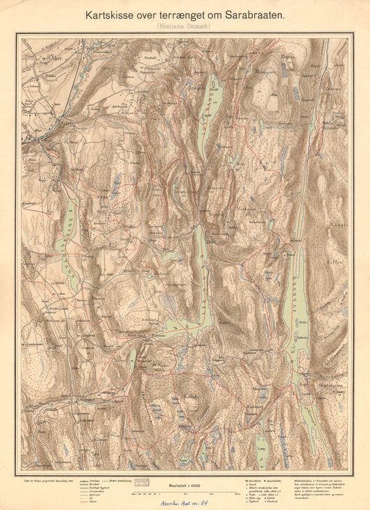 Akershus amt nr 84-2: Kartskisse i 1:15000 over terrenget om Sarabraaten: Akershus