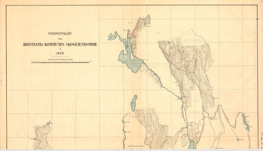 Akershus amt nr 85 nord: Oversiktskart over Kristiania kommunes skogeiendommer i Aker: Akershus
