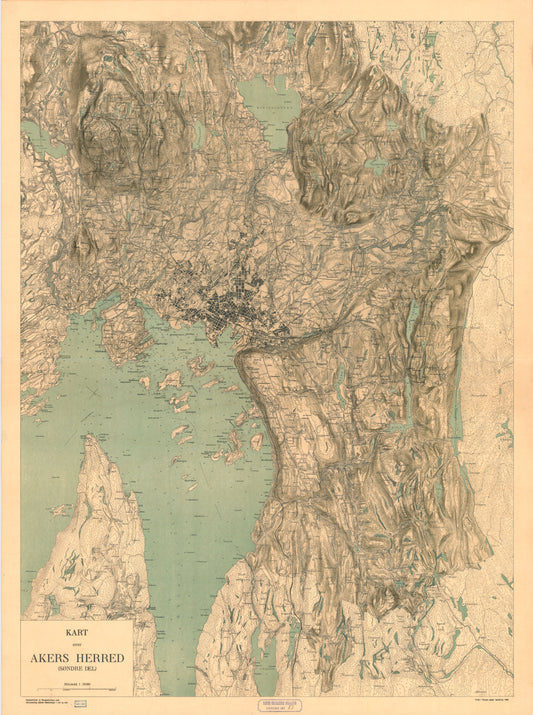 Akershus amt nr 87: Kart over Akers herred; søndre del i 1:25000: Akershus | Oslo