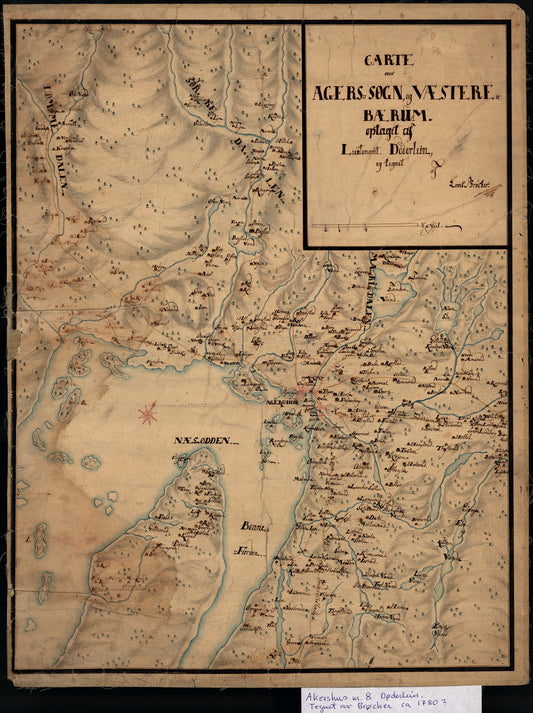 Akershus amt nr 8: Carte over Agers Sogn og Væstere Bærum: Akershus
