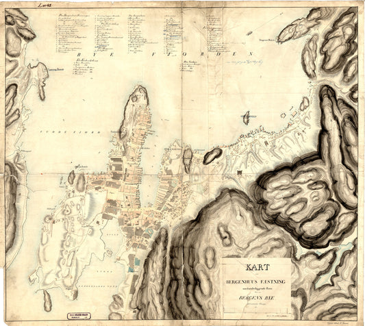 Bergens by nr 18: Kart over Bergenhus Fæstning: Hordaland