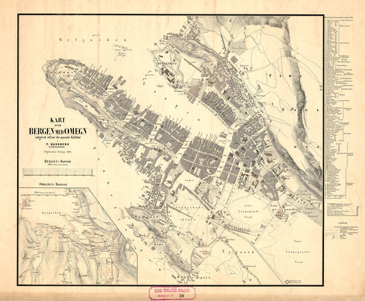 Bergens by nr 20: Kart over Bergen med Omegn: Hordaland