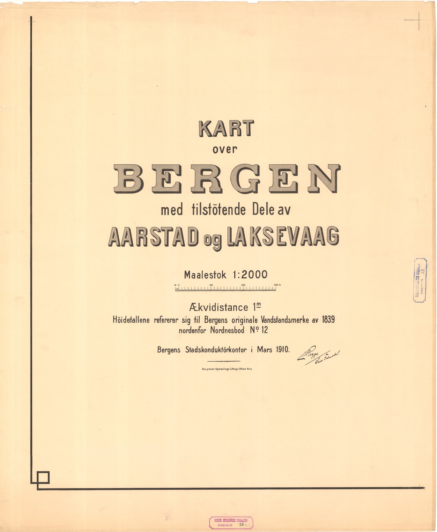 Bergens by nr 28 a1: Kart over Bergen med tilstøtende Dele av Aarstad og Laksevaag: Hordaland