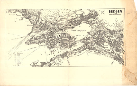 Bergens by nr 33-4: Tysk kart over Bergen: Hordaland