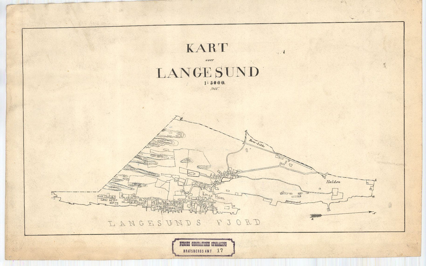 Bratsberg-amt nr 17: Kart over Langesund: Telemark