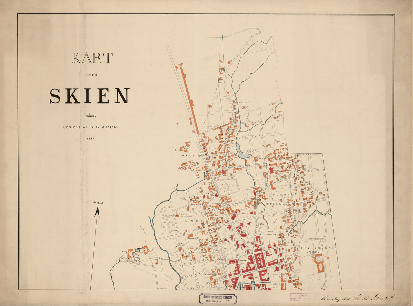 Bratsberg amt nr 23 nord: Kart over Skien (nord): Telemark