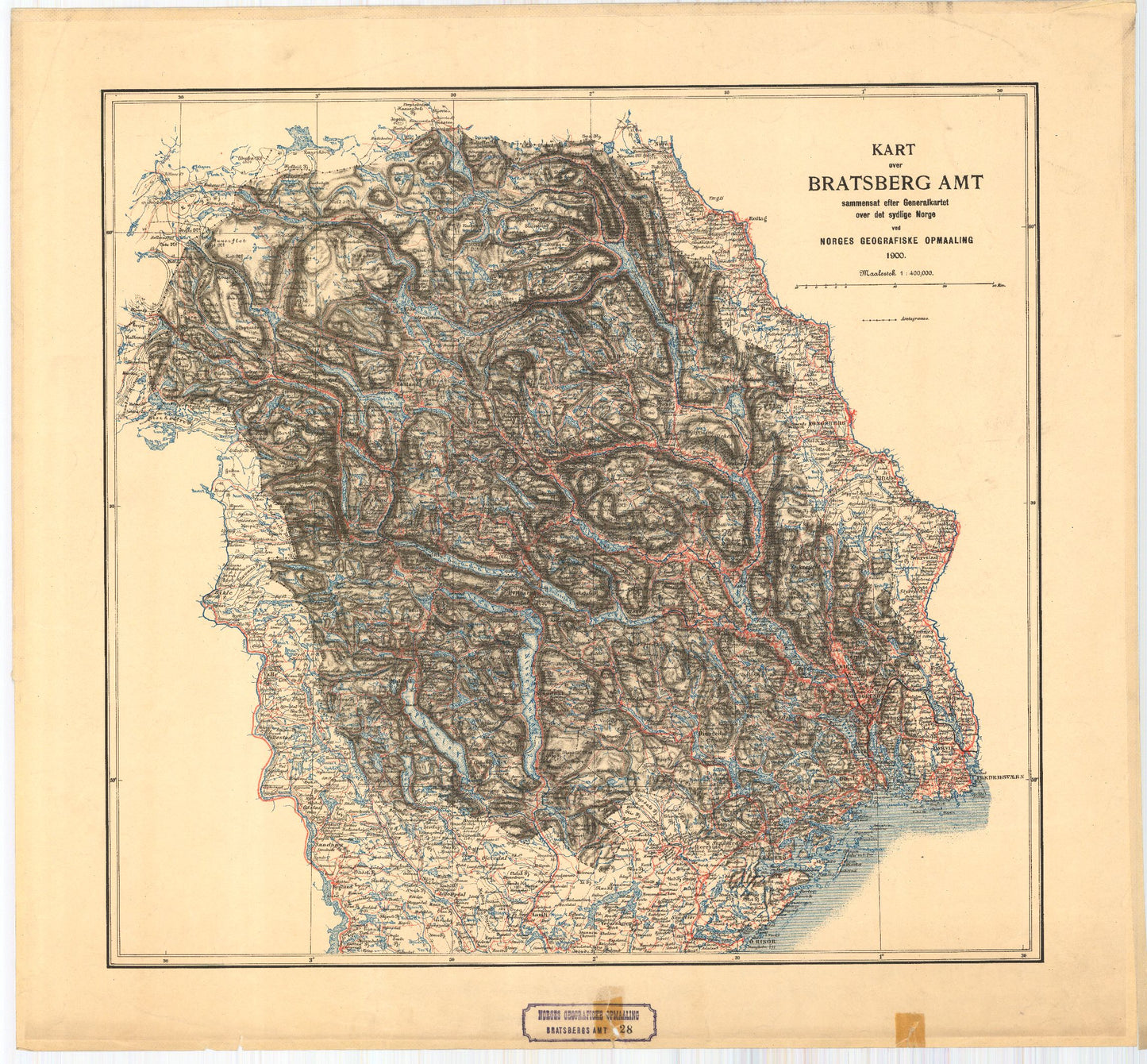 Bratsberg-amt nr 28: Kart over Bratsberg Amt: Telemark