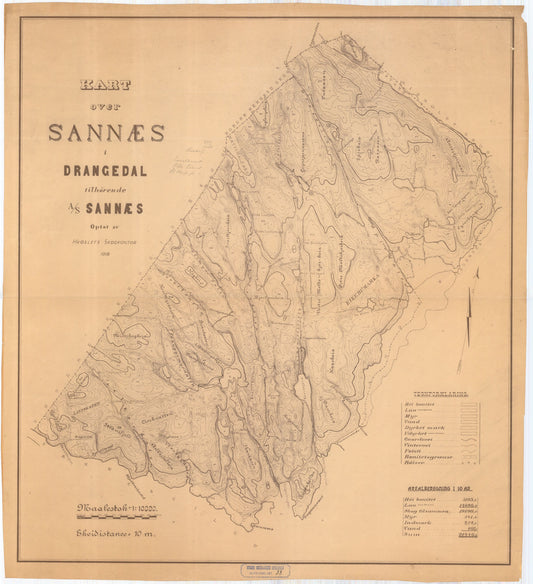 Bratsberg-amt nr 38: Kart over Sannes i Drangedal: Telemark