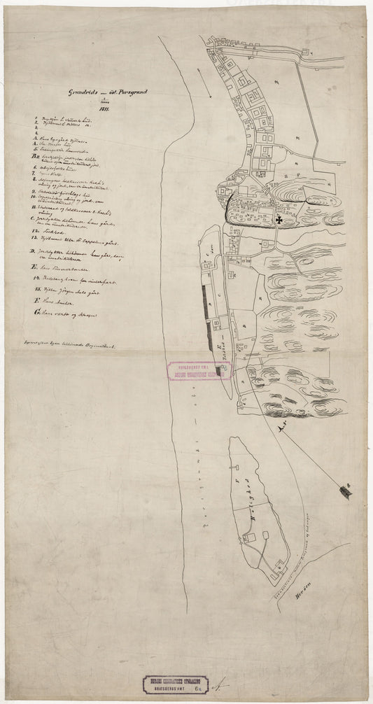 Bratsberg amt nr 6a: Grundrids over øst. Porsgrund; kopi av byens original.: Telemark