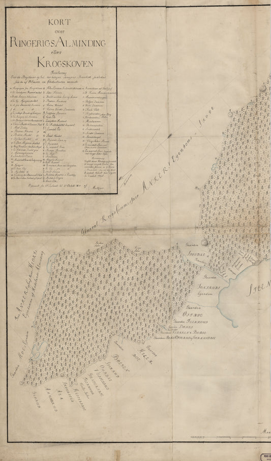 Buskerud amt nr 13 vest: Kaart over Ringerigs Alminding eller Krogskoven (vest): Buskerud