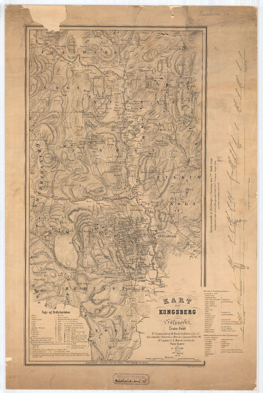 Buskerud-amt nr 15-1: Kart over Kongsberg Sølvværks Grubefeldt: Buskerud
