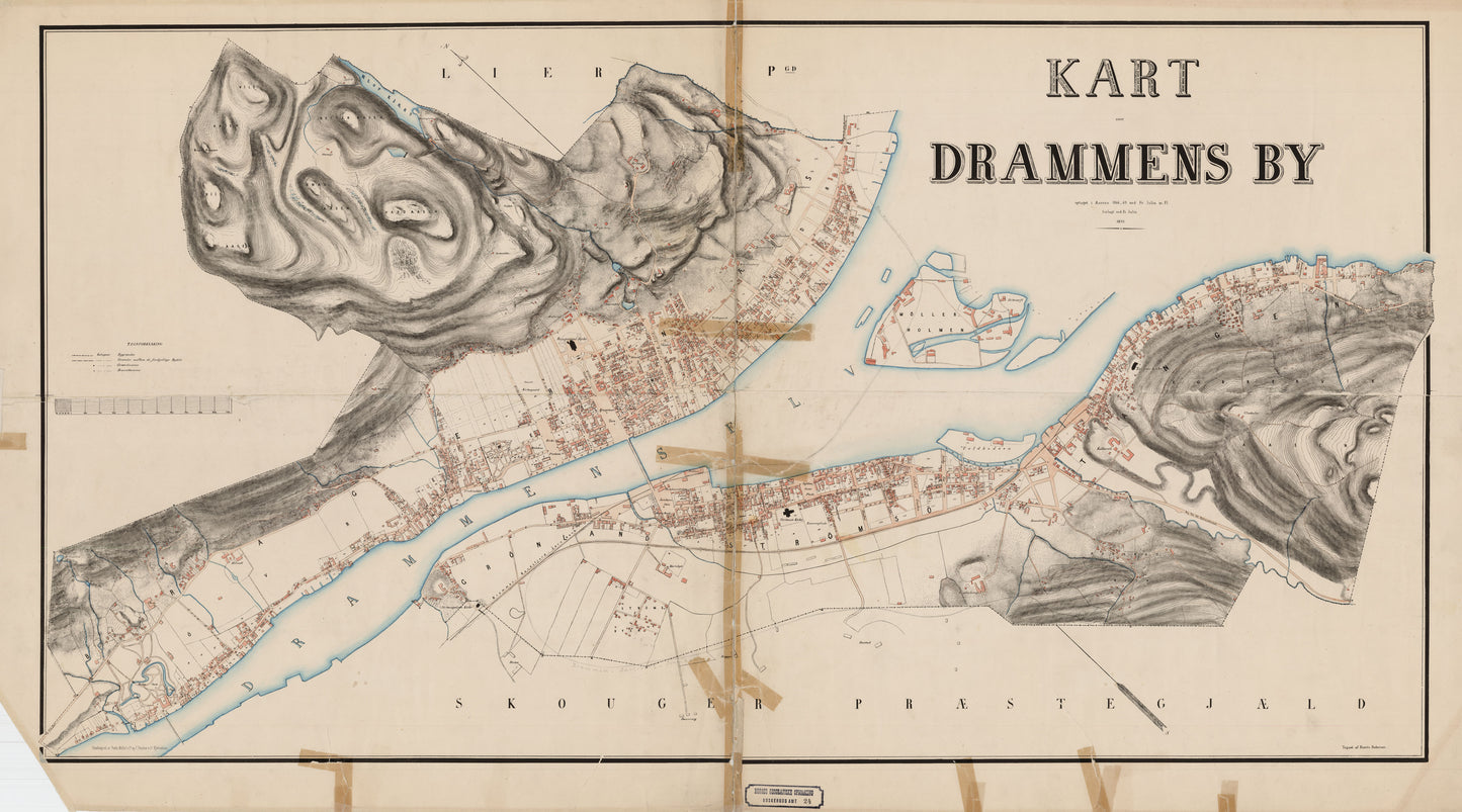 Buskerud amt nr 24:Kart over Drammens By: Buskerud